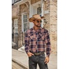COOFANDY Mens Lightweight Flannel Long Sleeve Casual Work Plaid Shirts(Plaid-vibrant Orange)