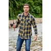 COOFANDY Mens Lightweight Flannel Long Sleeve Casual Work Plaid Shirts(Plaid-yellow Navy Plaid)