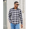 COOFANDY Mens Lightweight Flannel Shirt Long Sleeve Plaid Shirt with Pocket(Black)