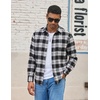 COOFANDY Mens Lightweight Flannel Shirt Long Sleeve Plaid Shirt with Pocket(Black White)