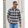 COOFANDY Mens Lightweight Flannel Shirt Long Sleeve Plaid Shirt with Pocket(Black White)
