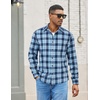 COOFANDY Mens Lightweight Flannel Shirt Long Sleeve Plaid Shirt with Pocket(Blue)