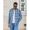COOFANDY Mens Lightweight Flannel Shirt Long Sleeve Plaid Shirt with Pocket(Blue)