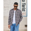 COOFANDY Mens Lightweight Flannel Shirt Long Sleeve Plaid Shirt with Pocket(Blue White)