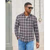 COOFANDY Mens Lightweight Flannel Shirt Long Sleeve Plaid Shirt with Pocket(Blue White)
