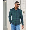 COOFANDY Mens Lightweight Flannel Shirt Long Sleeve Plaid Shirt with Pocket(Green)