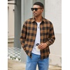 COOFANDY Mens Lightweight Flannel Shirt Long Sleeve Plaid Shirt with Pocket(Khaki)