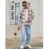 COOFANDY Mens Lightweight Flannel Shirt Long Sleeve Plaid Shirt with Pocket(Light Khaki)