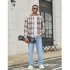COOFANDY Mens Lightweight Flannel Shirt Long Sleeve Plaid Shirt with Pocket(Light Khaki)