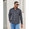 COOFANDY Mens Lightweight Flannel Shirt Long Sleeve Plaid Shirt with Pocket(Navy Blue)