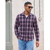 COOFANDY Mens Lightweight Flannel Shirt Long Sleeve Plaid Shirt with Pocket(Pink)