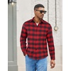 COOFANDY Mens Lightweight Flannel Shirt Long Sleeve Plaid Shirt with Pocket(Red)