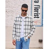 COOFANDY Mens Lightweight Flannel Shirt Long Sleeve Plaid Shirt with Pocket(White)