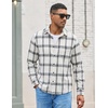 COOFANDY Mens Lightweight Flannel Shirt Long Sleeve Plaid Shirt with Pocket(White)