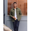 COOFANDY Men’s Long Sleeve Button Down Work Shirt with Flap Pockets(Army Green)