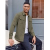 COOFANDY Men’s Long Sleeve Button Down Work Shirt with Flap Pockets(Army Green)