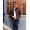 COOFANDY Men’s Long Sleeve Button Down Work Shirt with Flap Pockets(Brown)