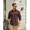 COOFANDY Men’s Long Sleeve Button Down Work Shirt with Flap Pockets(Brown)