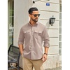 COOFANDY Men’s Long Sleeve Button Down Work Shirt with Flap Pockets(Champagne)