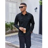 COOFANDY Men’s Long Sleeve Button Down Work Shirt with Flap Pockets(Dark Blue)