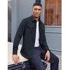 COOFANDY Men’s Long Sleeve Button Down Work Shirt with Flap Pockets(Dark Blue)