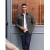 COOFANDY Men’s Long Sleeve Button Down Work Shirt with Flap Pockets(Dark Green)