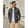 COOFANDY Men’s Long Sleeve Button Down Work Shirt with Flap Pockets(Dark Green)