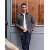 COOFANDY Men’s Long Sleeve Button Down Work Shirt with Flap Pockets(Dark Grey)
