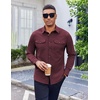 COOFANDY Men’s Long Sleeve Button Down Work Shirt with Flap Pockets(Dark Red)