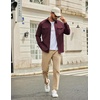 COOFANDY Men’s Long Sleeve Button Down Work Shirt with Flap Pockets(Dark Red)