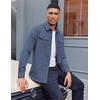 COOFANDY Men’s Long Sleeve Button Down Work Shirt with Flap Pockets(Grey Blue)