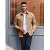 COOFANDY Men’s Long Sleeve Button Down Work Shirt with Flap Pockets(Kakhi)