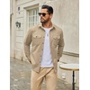 COOFANDY Men’s Long Sleeve Button Down Work Shirt with Flap Pockets(Light Brown)