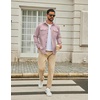 COOFANDY Men’s Long Sleeve Button Down Work Shirt with Flap Pockets(Light Pink)