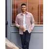 COOFANDY Men’s Long Sleeve Button Down Work Shirt with Flap Pockets(Light Pink)