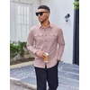 COOFANDY Men’s Long Sleeve Button Down Work Shirt with Flap Pockets(Light Pink)