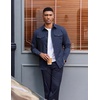 COOFANDY Men’s Long Sleeve Button Down Work Shirt with Flap Pockets(Navy Blue)