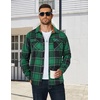 COOFANDY Men’s Long Sleeve Flannel Shirts Fashion Flannel Shirt Casual Button Down Shirt Jakcet with Pockets(Black Green)