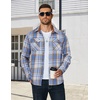 COOFANDY Men’s Long Sleeve Flannel Shirts Fashion Flannel Shirt Casual Button Down Shirt Jakcet with Pockets(Light Blue)