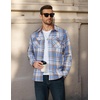 COOFANDY Men’s Long Sleeve Flannel Shirts Fashion Flannel Shirt Casual Button Down Shirt Jakcet with Pockets(Light Blue)