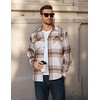 COOFANDY Men’s Long Sleeve Flannel Shirts Fashion Flannel Shirt Casual Button Down Shirt Jakcet with Pockets(Light Khaki)