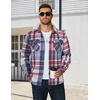 COOFANDY Men’s Long Sleeve Flannel Shirts Fashion Flannel Shirt Casual Button Down Shirt Jakcet with Pockets(Red Blue)