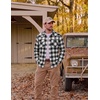 COOFANDY Mens Plaid Flannel Shirts Long Sleeve Western Pearl Snap Shirts Fall Button Down Shirt for Men(Black White)