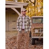 COOFANDY Mens Plaid Flannel Shirts Long Sleeve Western Pearl Snap Shirts Fall Button Down Shirt for Men(Brown Grey)