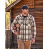 COOFANDY Mens Plaid Flannel Shirts Long Sleeve Western Pearl Snap Shirts Fall Button Down Shirt for Men(Brown Grey)