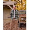 COOFANDY Mens Plaid Flannel Shirts Long Sleeve Western Pearl Snap Shirts Fall Button Down Shirt for Men(Green Beige)