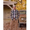 COOFANDY Mens Plaid Flannel Shirts Long Sleeve Western Pearl Snap Shirts Fall Button Down Shirt for Men(Navy Orange)