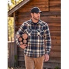 COOFANDY Mens Plaid Flannel Shirts Long Sleeve Western Pearl Snap Shirts Fall Button Down Shirt for Men(Navy Orange)