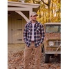 COOFANDY Mens Plaid Flannel Shirts Long Sleeve Western Pearl Snap Shirts Fall Button Down Shirt for Men(Navy Red)