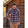 COOFANDY Mens Plaid Flannel Shirts Long Sleeve Western Pearl Snap Shirts Fall Button Down Shirt for Men(Navy Red)